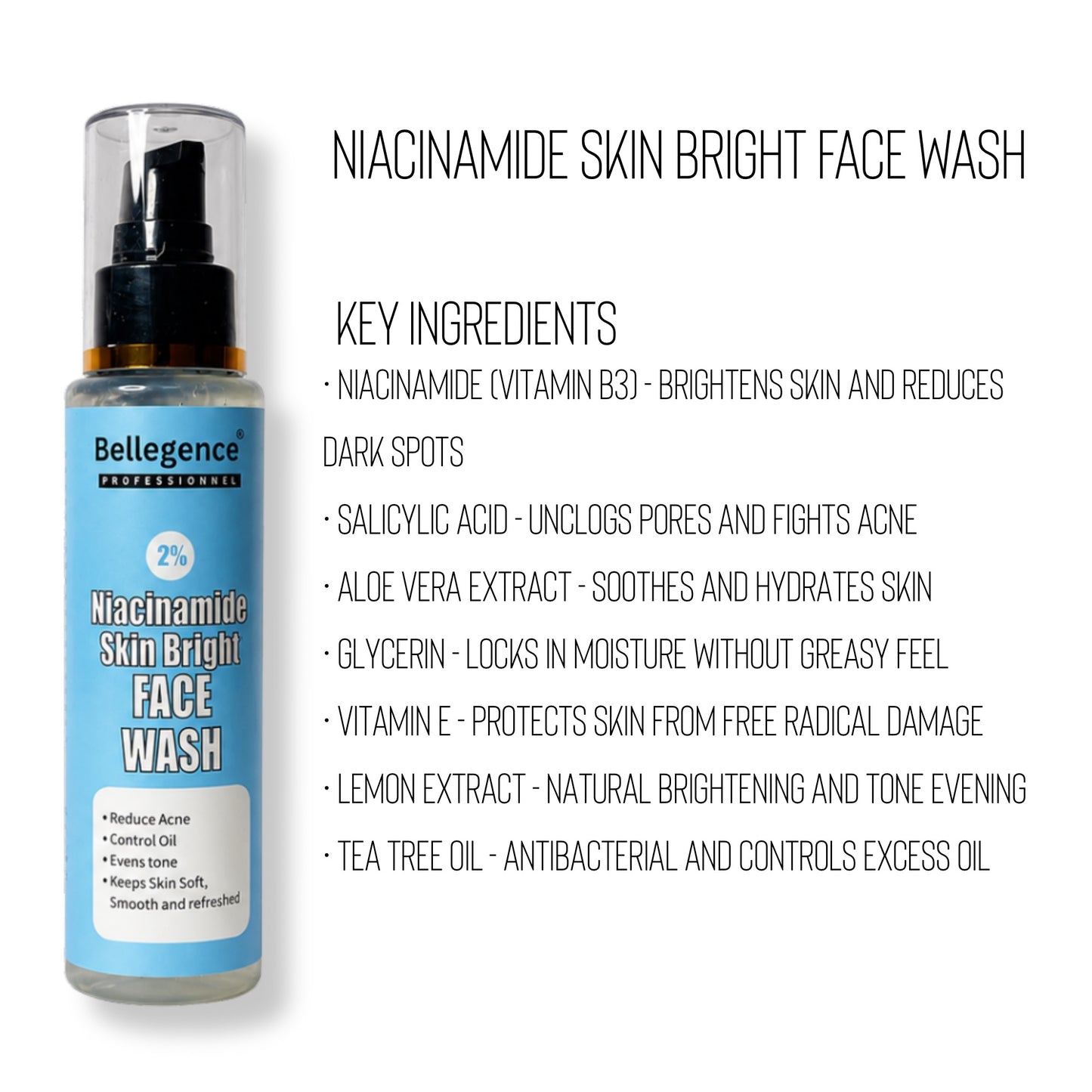 Nianicamide skin bright face wash