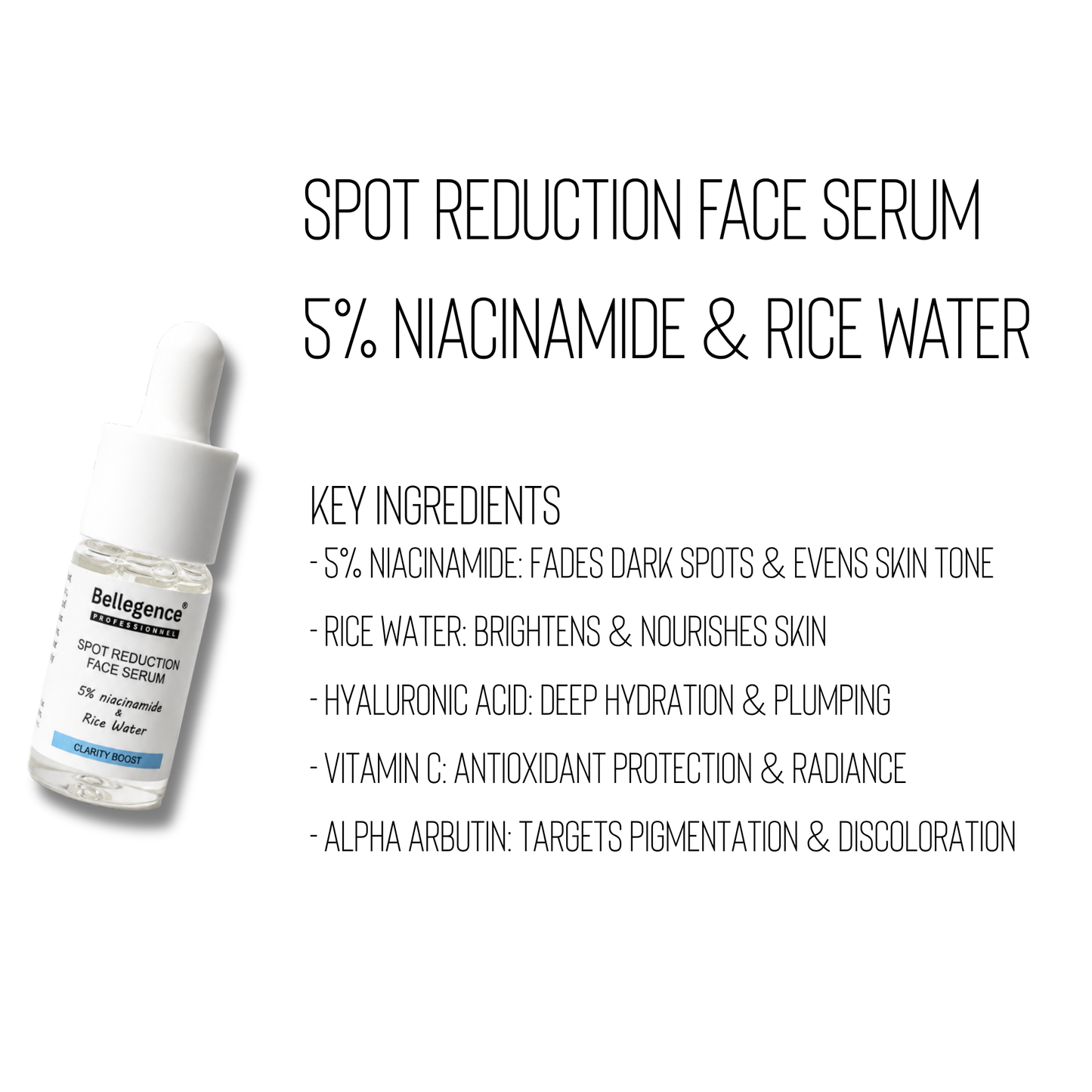 Spot reduction face serum 5% niacinamide and rice water ￼