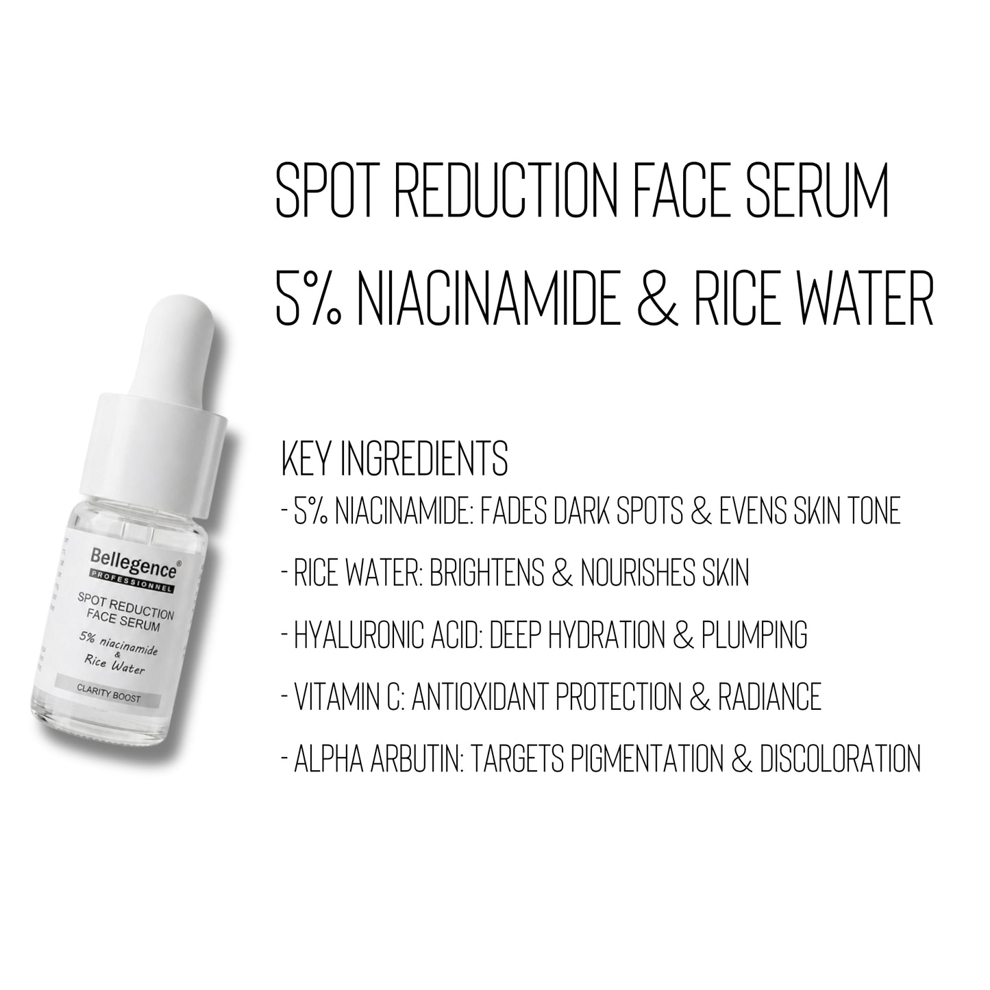 Spot reduction face serum 5% niacinamide and rice water ￼